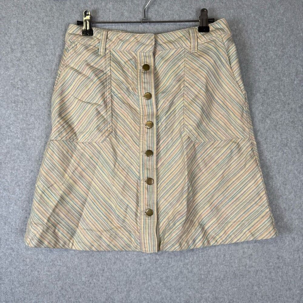 Pilcro and The Letterpress Womens 4 Anthro Rainbow Button Front Denim Jean Skirt